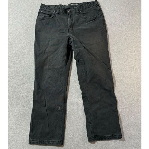 Duluth Trading Jeans Mens 38x32 Black Flex Workwear Solid Regular 5 Pocket - Picture 1 of 13